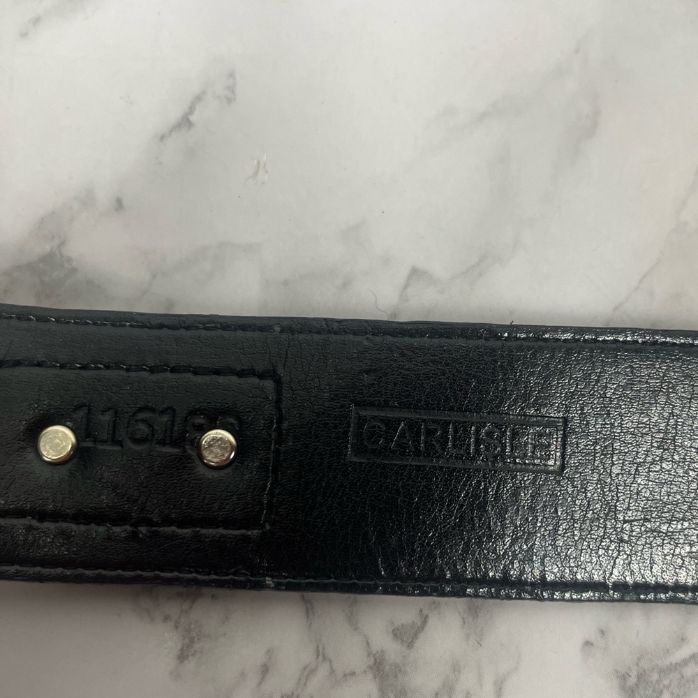 Carlisle black and snake print metal genuine leather belt size small - Picture 6 of 9